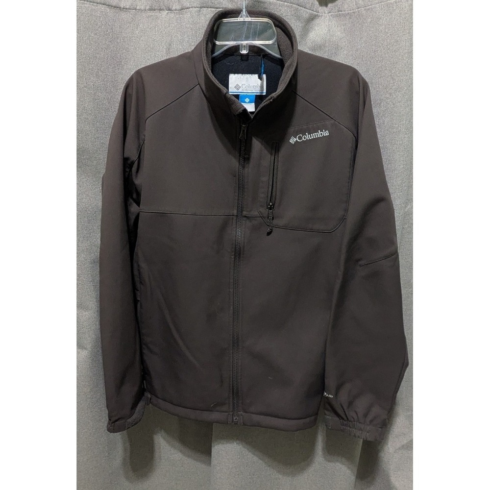Columbia Softshell Jacket Mens L Brown Good Omni-Shield Full Zip Fleece Lined